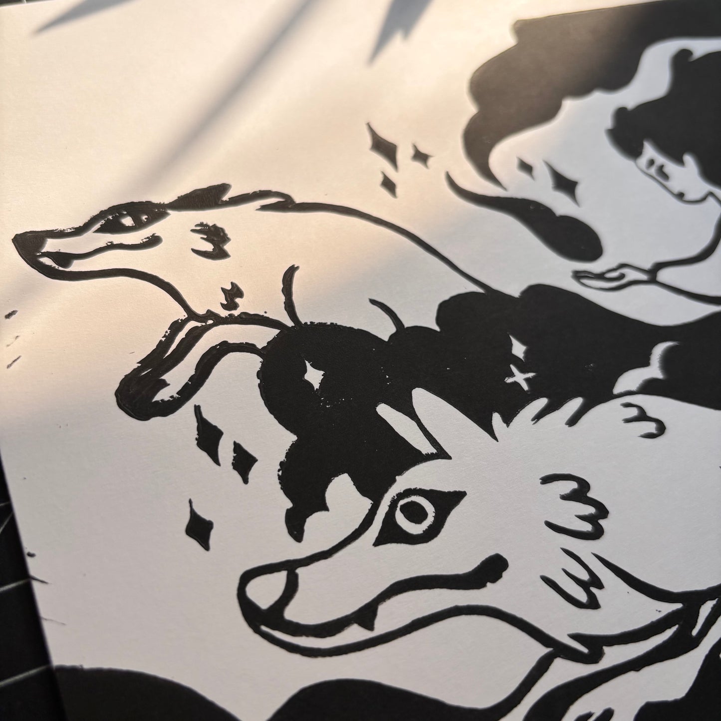 Dog Conjurer (lino print)